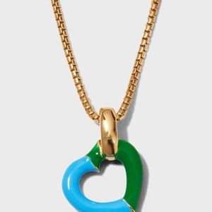 Bottega Veneta Blue/Green Heart Enamel Pendant